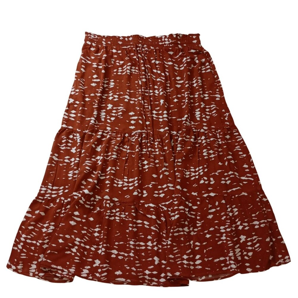 Heartloom Two-Piece Halter Top & Midi Skirt Set Size L Womens Rust & White - Picture 3 of 8